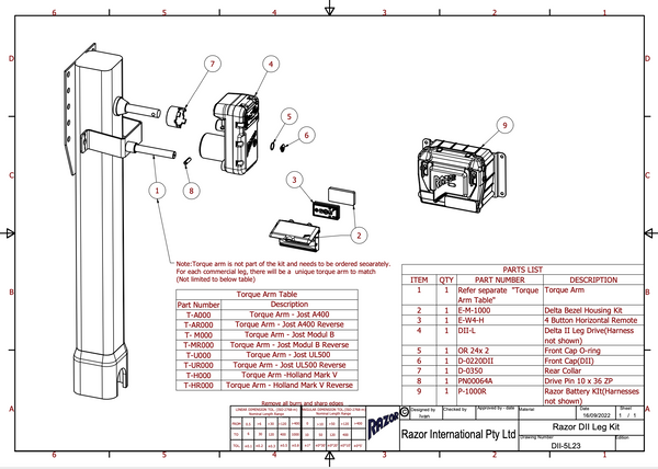 RAZOR DII LANDING LEG SYSTEM - DII-5L23