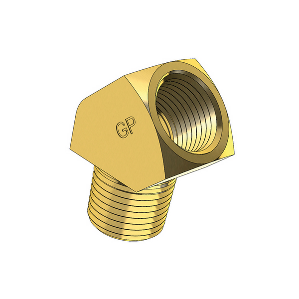 BRASS MALE/FEMALE 45 DEGREE ELBOW - NPT THREAD